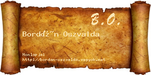 Bordán Oszvalda névjegykártya